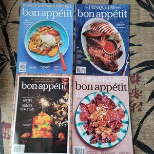 Bon Appetit Magazine, Lot of 4 Summer Recipes, Thanksgiving, Holiday 2020, 2021
